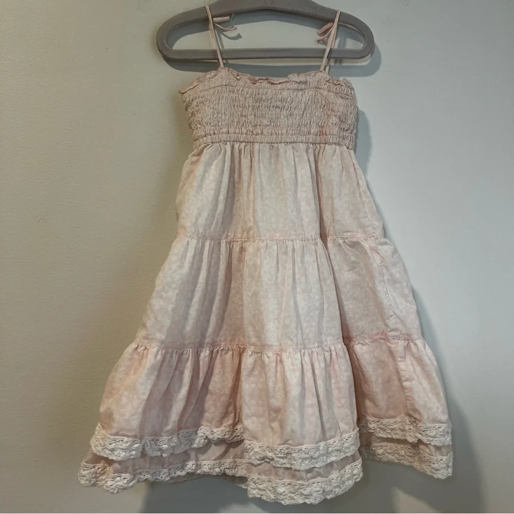 Baby Gap Pink Tiered Lace Dress 12-18M Smocked Spaghetti Straps